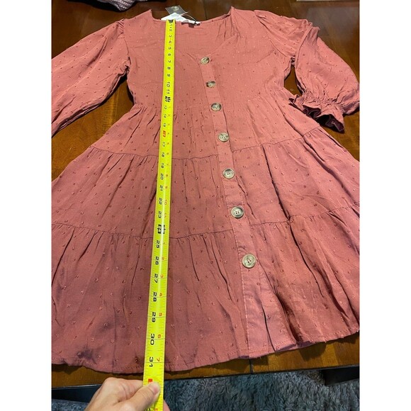 NWT By The River Sienna Dot Dress Small,  short 3/4 sleeve buttons Boutique - Picture 8 of 12